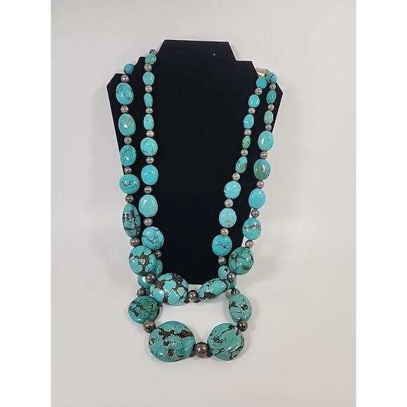 TURQUOISE NECKLACE HANDMADE LARGE NATURAL STONES